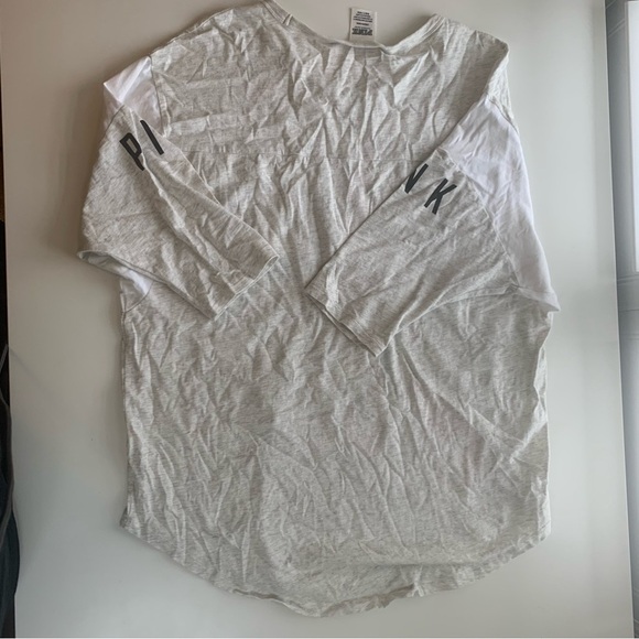 Victoria's Secret PINK Light Gray Tee - Picture 3 of 4